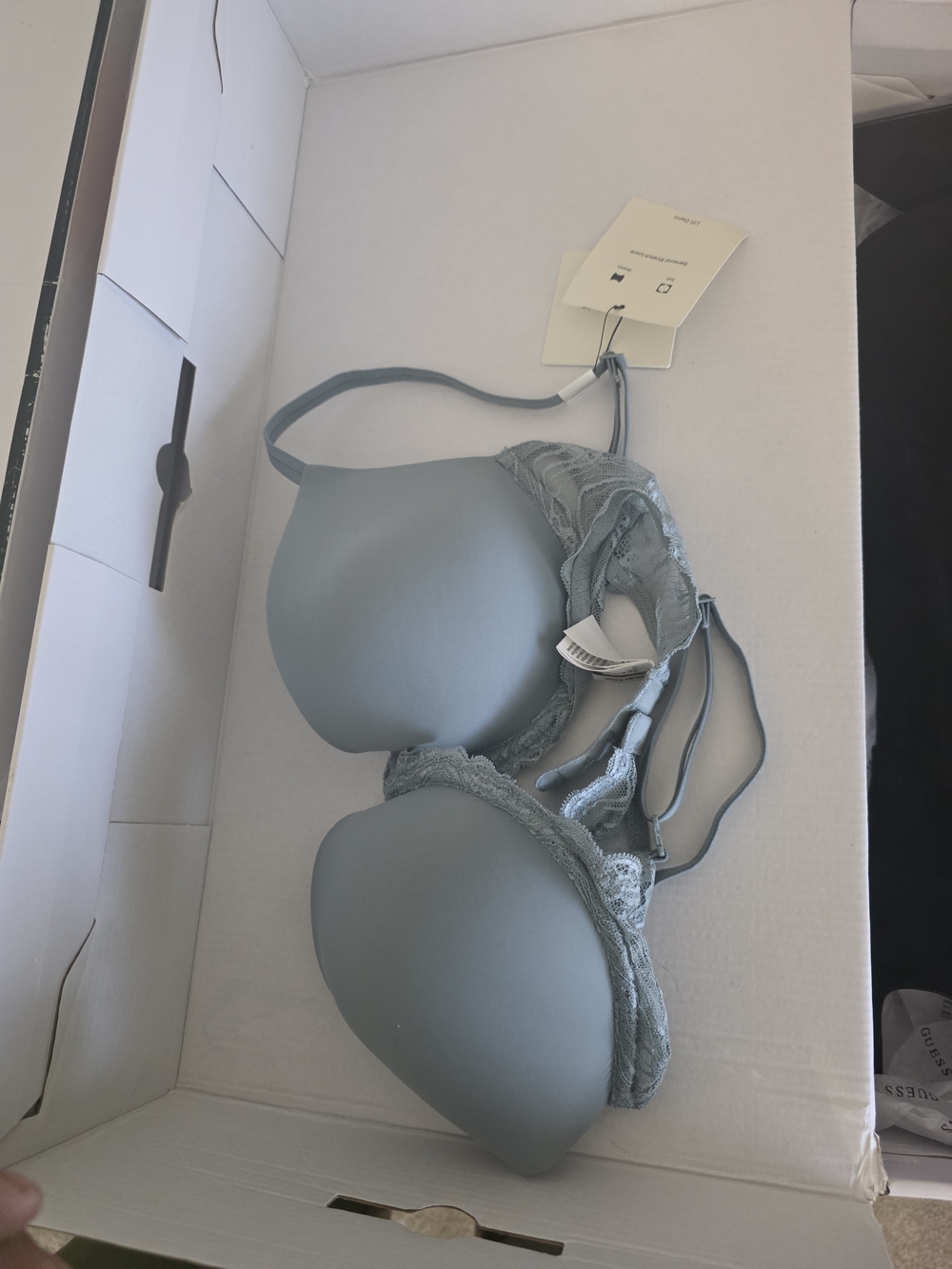 Calvin Klein Dusty Blue Lace-Trim Push-Up Bra